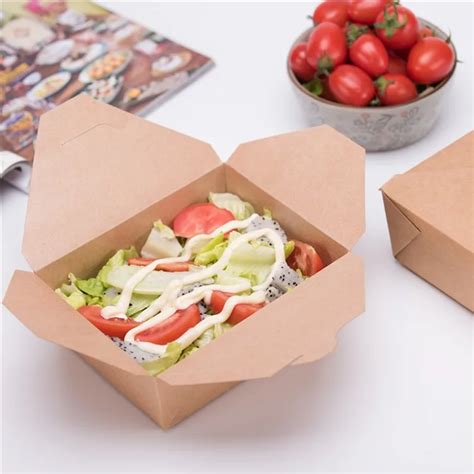 Customized Brown Kraft Take Out Paper Box Chinese Fast Food Paper Box