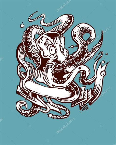 Octopus - vintage illustration Stock Vector by ©bernardojbp 62896313