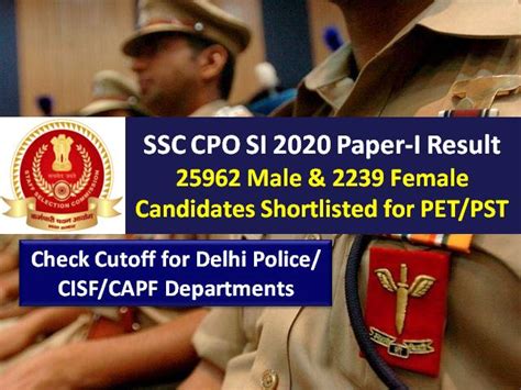 Ssc Cpo Si Delhi Police Capf Sub Inspector Paper I Result Final