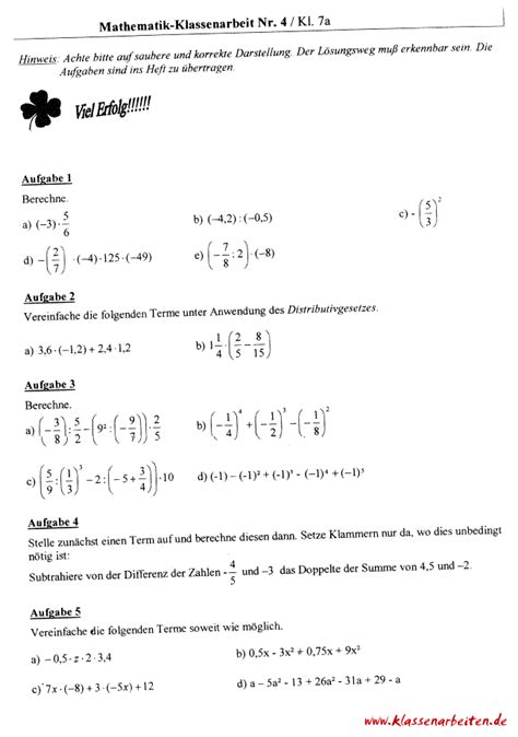 Bruchrechnen Und Variablen Klasse 7