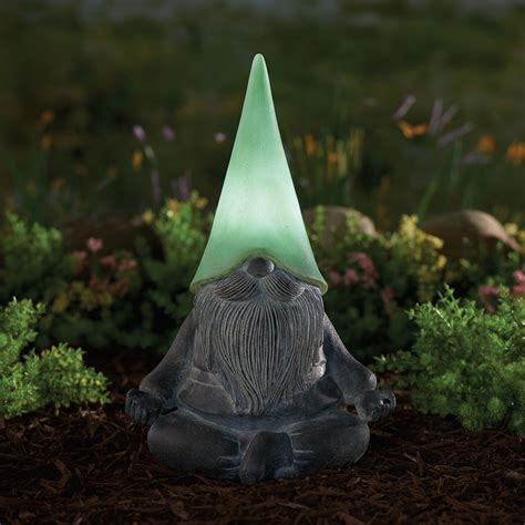 WHAT ON EARTH Yoga Garden Gnome Solar Yard Decorations Lighted