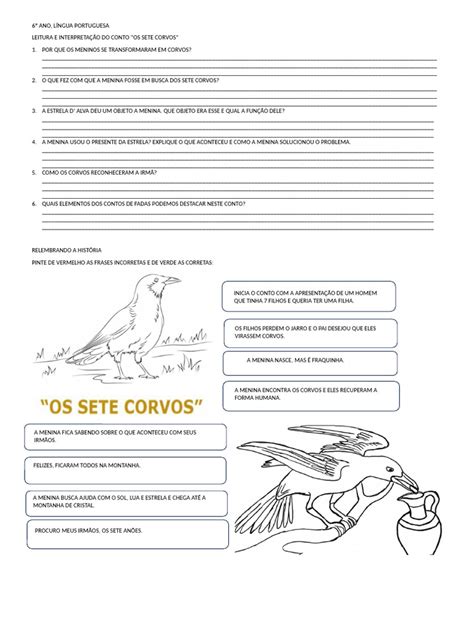 No Conto Os Sete Corvos Qual É A Situação Inicial - Interpretação do Conto "Os Sete Corvos" | PDF