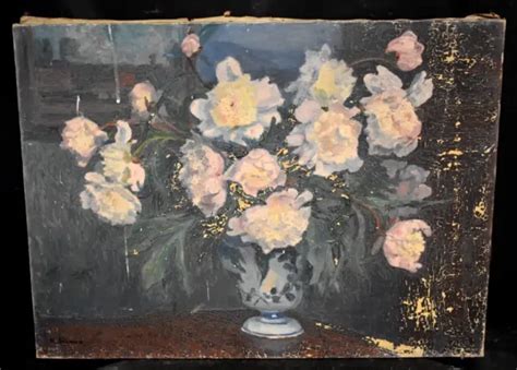 Tableau Ancien Huile Nature Morte Aux Fleurs Cole Fran Aise D But