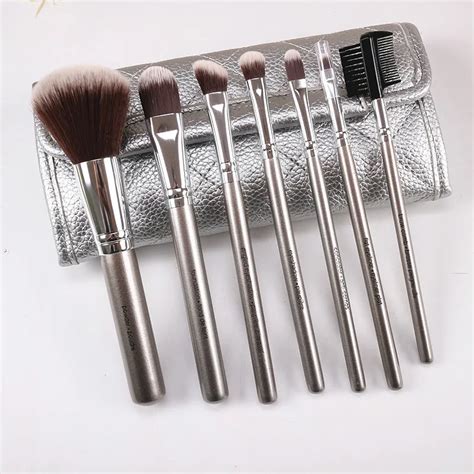 Silver Makeup Brushes Kit Brand 7pcs Cosmetic Brush Set With Bag Powder Brush Eyelash Comb