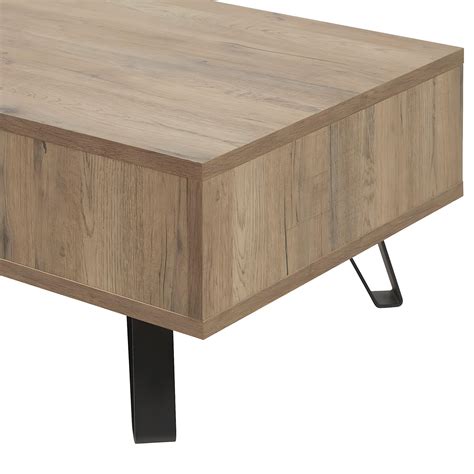 Carson Table Basse Tiroir Effet Bois Naturel Et Noir