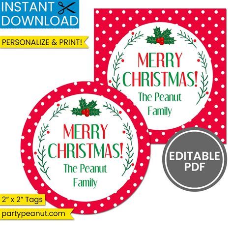 Merry Christmas Gift Tags Christmas Tags - Party Peanut