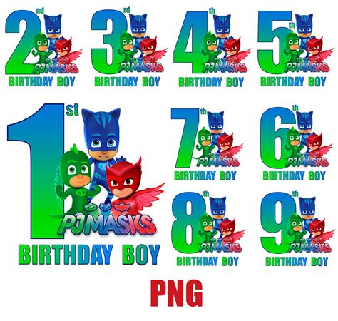 Pj Masks Png Bundle Pj Masks Birthday Boy Digital Png File Etsy