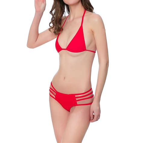 Aliexpress Buy Red Sexy Bikini Set Lace Hollow Out Swimsuit Hot Sell Backless Women