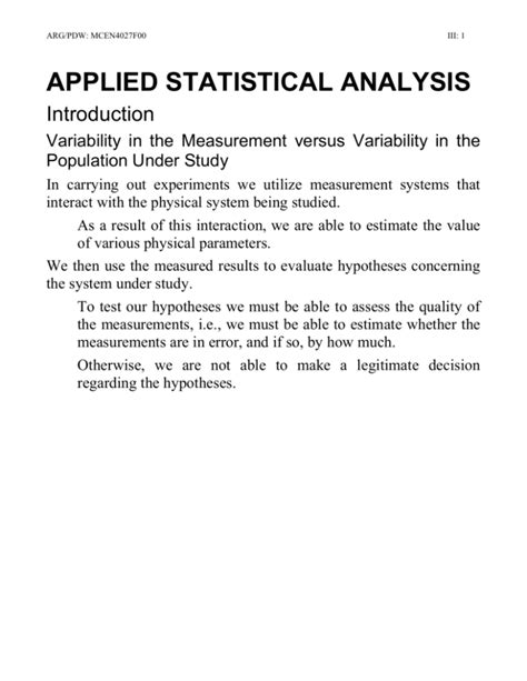 Statistical Analysis Notes