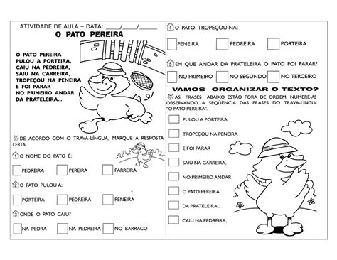 Atividades Com Trava Lingua - Trava Língua – Desenhos e Atividades para colorir e imprimir | Papo Ativo