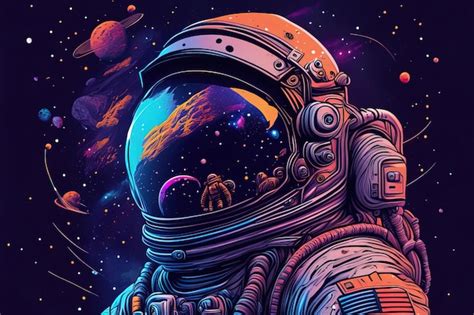 Premium Photo | Vector colorful illustration of astronaut with space space