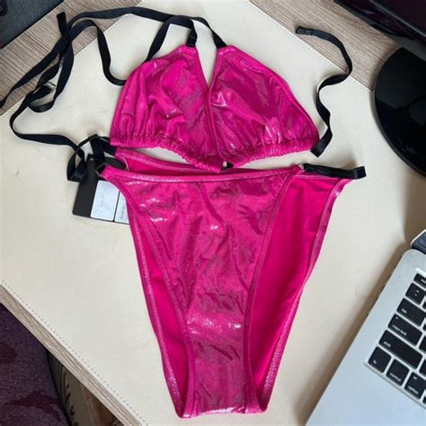 Vintage 1990 S Hot Pink Pvc Bikini Gem