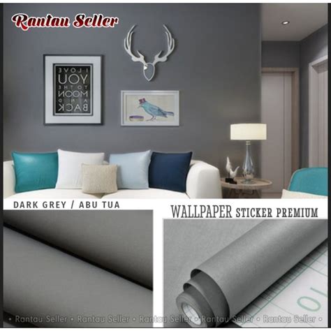 Jual Wallpaper Sticker Dinding Polos Motif Pastel Abu Abu Tua Dekorasi