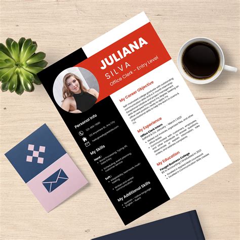 Black And Red Resume Template Curriculum Vitae Editable Resume Canva