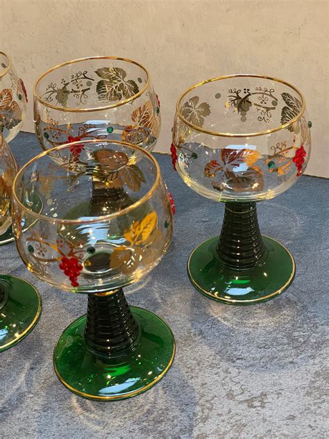 Holiday Cocktail Beehive Bockling Neudenau Green Stem Wine Glasses Etsy