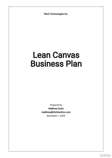 Lean Canvas Business Plan Template - Google Docs, Word, Apple Pages ...