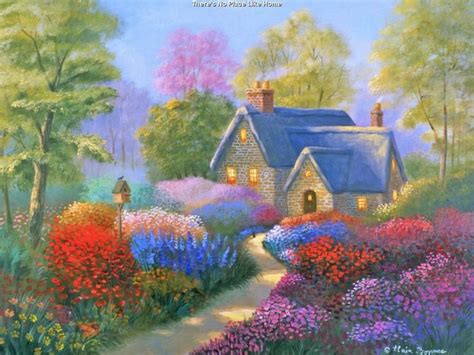 Various Artists Folk Art Village Cottages Places Painting Cabins