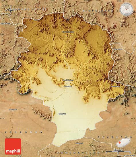 Physical Map of GRAAFF-REINET, satellite outside