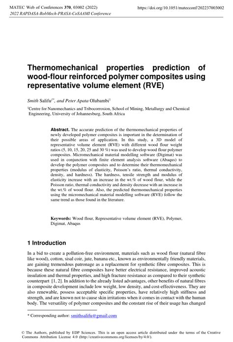 Pdf Thermomechanical Properties Prediction Of Wood Flour Reinforced