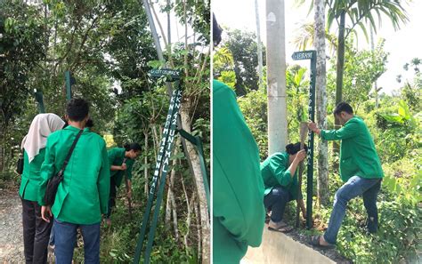 Unimalnews Mahasiswa Kkn Pasang Plang Penunjuk Arah Di Gampong