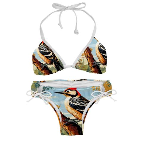 Woodpecker Women S Detachable Sponge Adjustable Strap Bikini Set 2 Pack