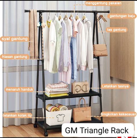 Shenar Triangle Stand Hanger Gantungan Pakaian Tiang Berdiri Dengan