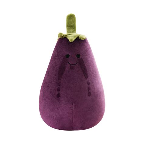 Vivacious Vegetable Aubergine Stuffed Cute Expression Throw Pillow