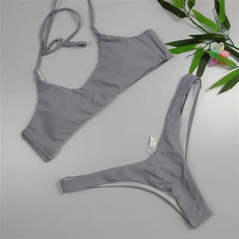 Plus Size Sexy Micro Bikini Set Push Up Bikinis Women 2018 Brazilian Thong Bikini Swimwear Solid