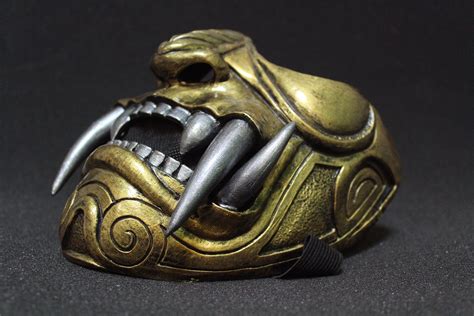 Silver Fang Half Face Gold Demon Assassin Ronin Samurai Mask Etsy