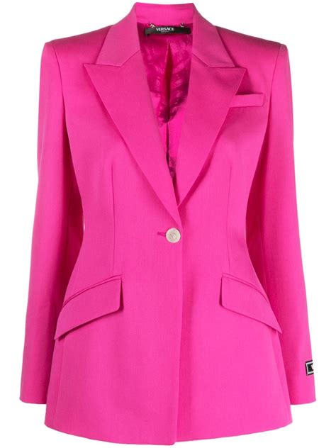 Versace Medusa Single Breasted Virgin Wool Blazer Pink Farfetch