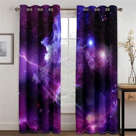 Galaxy Outer Space Curtains for Living Room Bedroom Decoration Art ...