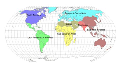 World Map With Regions Labeled