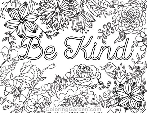 Be Kind Adult Coloring Page