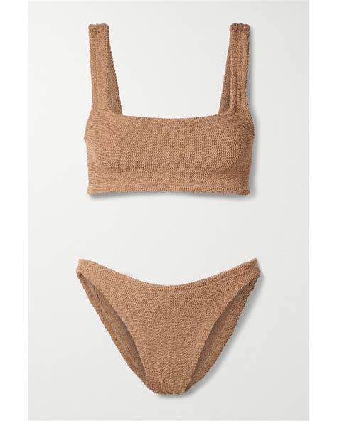 Hunza G Net Sustain Xandra Metallic Seersucker Bikini In Brown Lyst UK