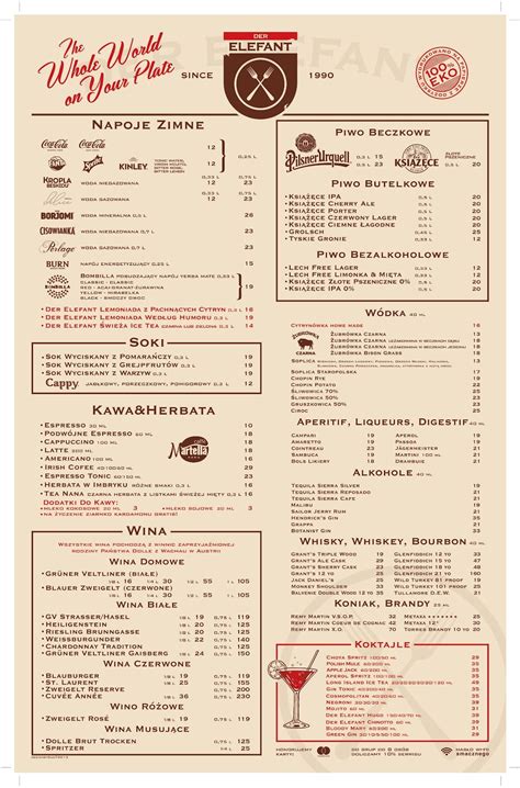 Menu At Der Elefant Pub And Bar Warsaw