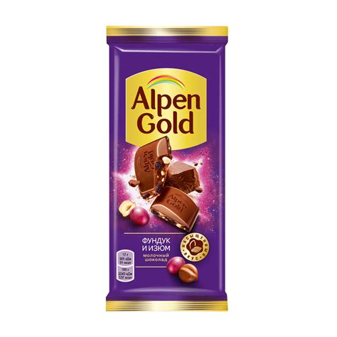Купить шоколад alpen gold молочный фундук изюм 80г с доставкой на дом в ...