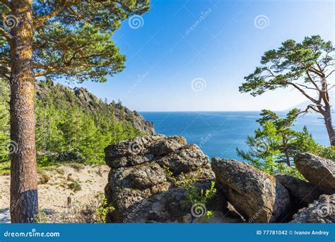 Huge Boulders On The Shore Of Lake Stock Photo Image Of Landscape