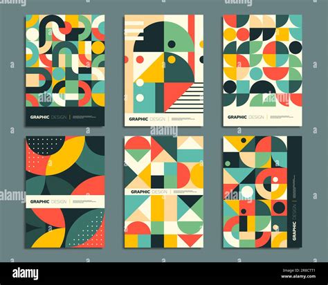 Bauhaus Posters With Geometric Abstract Patterns Of Vector Circle