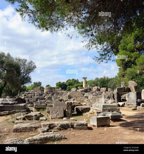 GREECE, OLYMPIA - 5 OCT: Ancient ruins shown on 5 Oct 2013 in Olympia ...