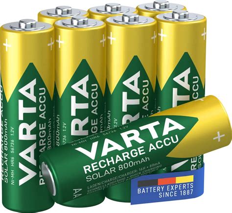 VARTA Recharge Accu Solar AA Mignon Ni Mh Rechargeable Battery AA 800