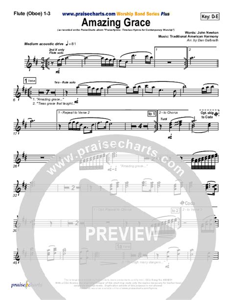 Amazing Grace Flute Oboe Sheet Music Pdf Praisecharts Band Arr