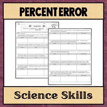 Percent Error Worksheet by Delzer's Dynamite Designs | TpT