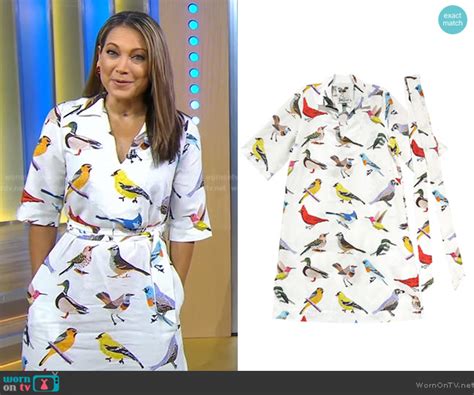 Wornontv Ginger’s White Bird Print Dress On Good Morning America Ginger Zee Clothes And