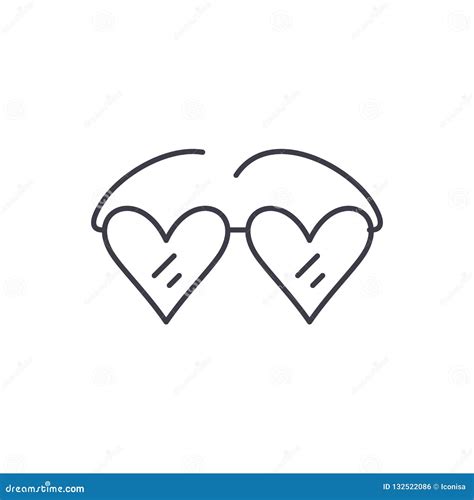 Glasses With Hearts Line Icon Concept Glasses With Hearts Vector Linear Illustration Symbol