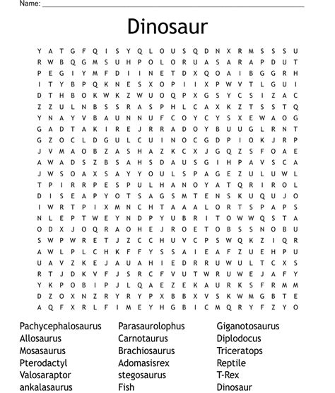 Dinosaur Word Search Wordmint