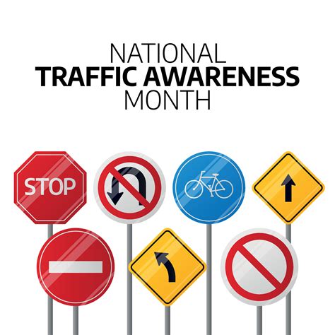 national traffic awareness month design template. traffic symbol vector