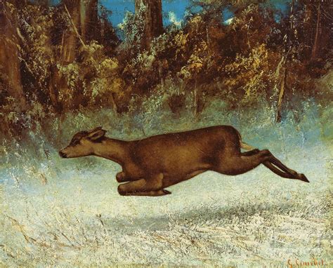 Leaping Doe Painting By Gustave Courbet Pixels