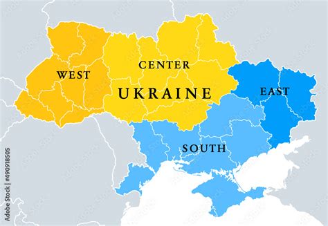 Ukraine Geographic Divisions Political Map Eastern European Country