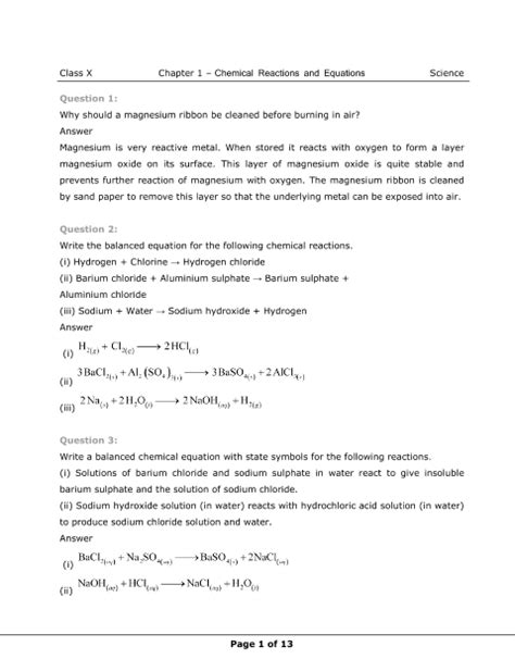 Ncert Books Free Download For Class 10 Science Chapter 1 Chemical Reactions And Equations