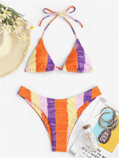 Damen Bikinis Bikini Sets ZAFUL Überkreuztes Neon Kittel Bikini Set EUR